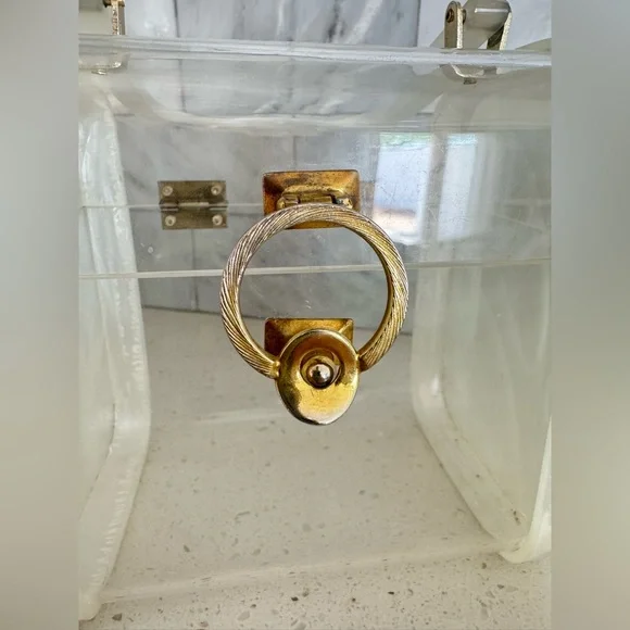 Vintage Lucite Box Purse Pearl White & Clear Miami Stylecraft Style - Picture 10 of 13